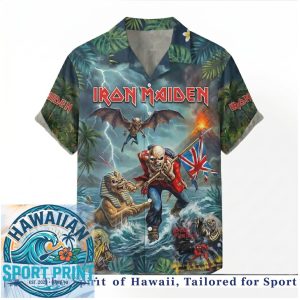 Iron Maiden Number Of The Beast Lightning Storm Pharaoh Hawaiian Shirt