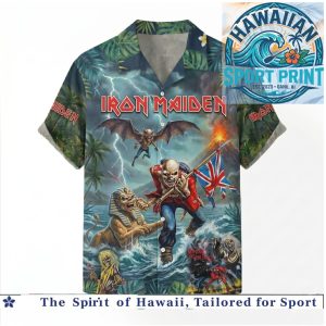Iron Maiden Number Of The Beast Lightning Storm Pharaoh Hawaiian Shirt