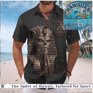 Iron Maiden Powerslave Pharaoh Eddie Heavy Metal Rock Hawaiian Shirt