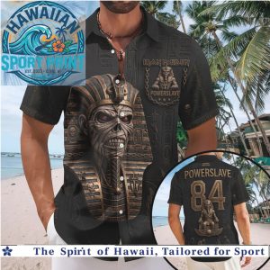 Iron Maiden Powerslave Pharaoh Eddie Heavy Metal Rock Hawaiian Shirt