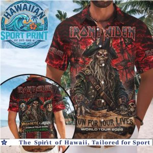 Iron Maiden Run For Your Lives Tour Pirate Rock Band Hawaiian Shirt