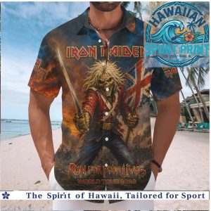 Iron Maiden Soldier Union Jack Flag Heavy Metal Rock Band Hawaiian Shirt Beach