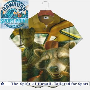 Funny Rocket Raccoon And Groot Smoking Cigar Tropical Summer Hawaiian Shirt
