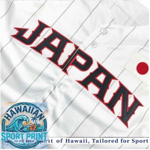 Japan Flag Custom Name Pinstripe Baseball Jersey