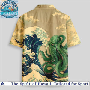 Japanese Great Wave Green Kraken Monster Mythological Hawaiian Shirt