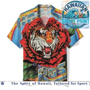 Japanese Tiger Tattoo Red Rose Vintage Style Hawaiian Shirt