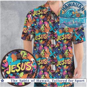Jesus Christ Neon Graffiti Street Art Faith Hawaiian Shirt
