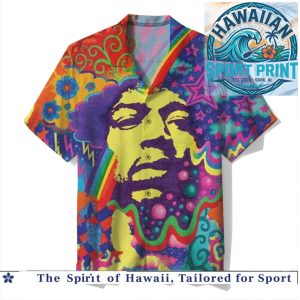Jimi Hendrix Psychedelic Portrait Classic Rock Hawaiian Shirt