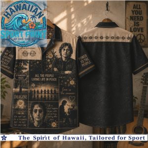 John Lennon Imagine Peace Sunflower Vintage Acoustic Retro Hawaiian Shirt