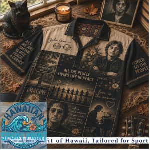 John Lennon Imagine Peace Sunflower Vintage Acoustic Retro Hawaiian Shirt