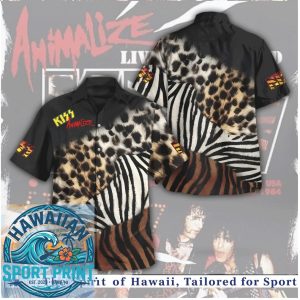 KISS Animalize Tour Leopard Zebra Skin Rock Band Hawaiian Shirt
