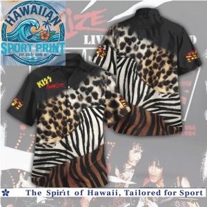 KISS Animalize Tour Leopard Zebra Skin Rock Band Hawaiian Shirt