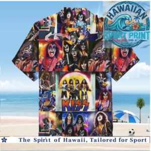 KISS Band Heavy Metal Rock Music Collage Hawaiian Shirt