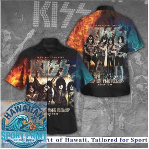 KISS End of the Road World Tour Fire Rock Band Hawaiian Shirt