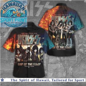 KISS End of the Road World Tour Fire Rock Band Hawaiian Shirt