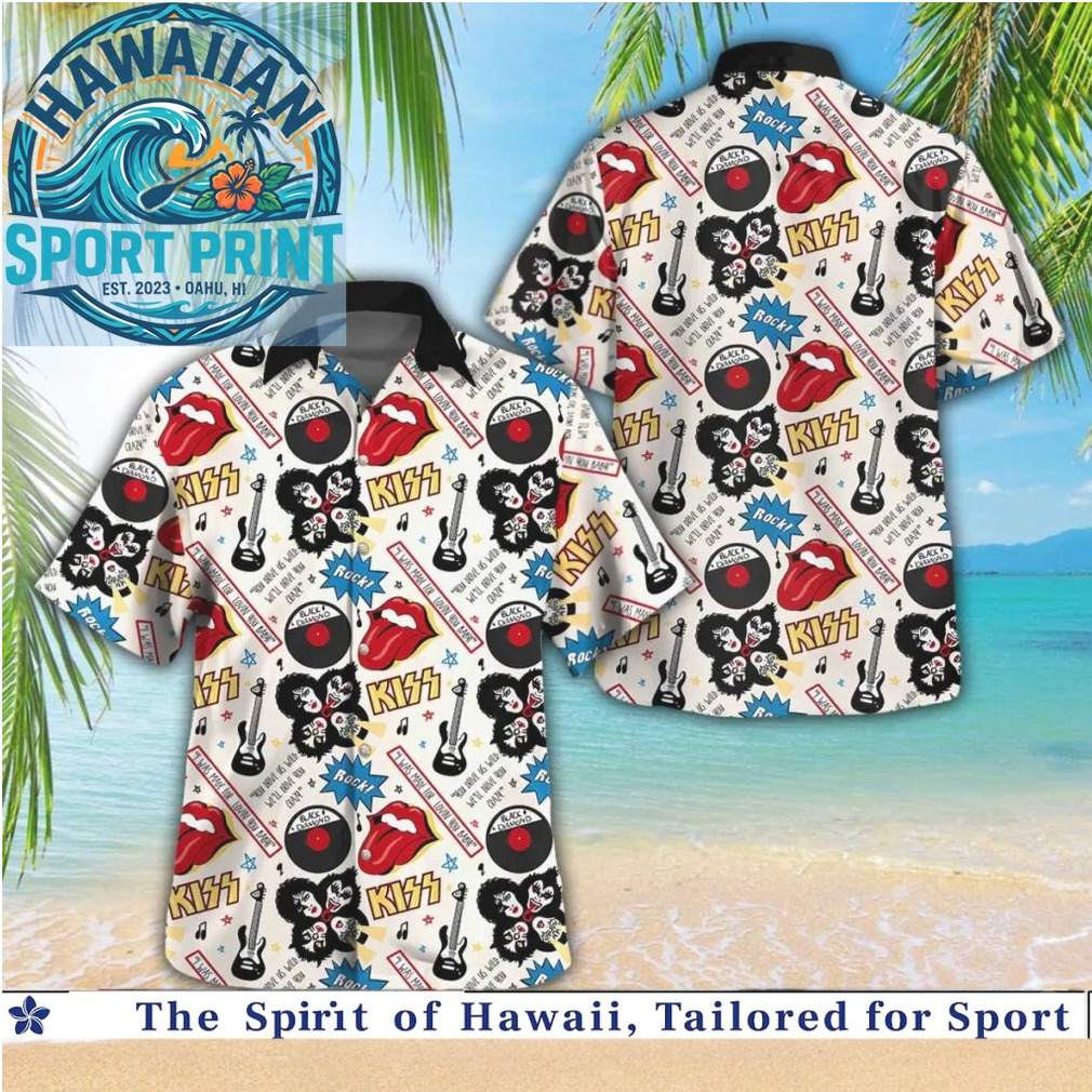 KISS Rock And Roll Lips Vinyl Records Music Hawaiian Shirt KISS Rock And Roll Lips Vinyl Records Music Hawaiian Shirt