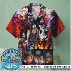 KISS Rock Band Fire Logo Concert Tour Vintage Hawaiian Shirt