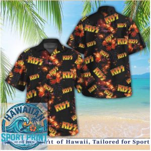 KISS Rock Band Hibiscus Flower Tropical Summer Hawaiian Shirt Beach