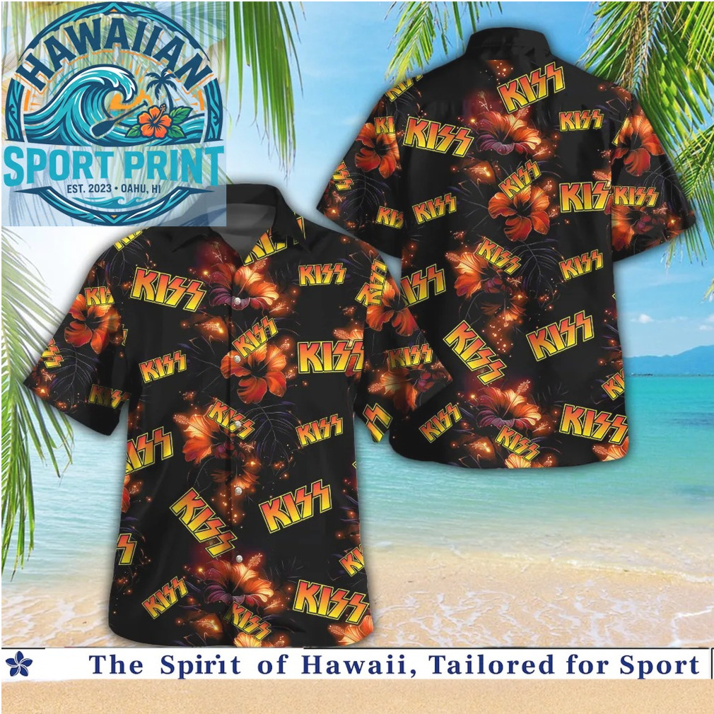 KISS Rock Band Hibiscus Flower Tropical Summer Hawaiian Shirt Beach KISS Rock Band Hibiscus Flower Tropical Summer Hawaiian Shirt Beach