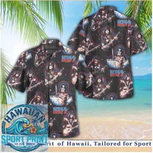 KISS Rock Band Vintage Concert Tour Music Graphic Hawaiian Shirt