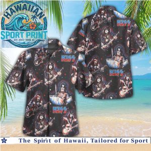 KISS Rock Band Vintage Concert Tour Music Graphic Hawaiian Shirt