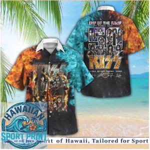 KISS World Tour Fire and Ice Rock Band Hawaiian Shirt