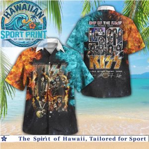 KISS World Tour Fire and Ice Rock Band Hawaiian Shirt