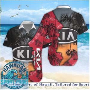 Sunset Palm Tree KIA Logo Automotive Brand Hawaiian Shirt