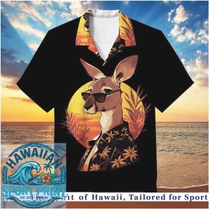 Kangaroo Summer Tropical Sunset Vacation Hawaiian Shirt