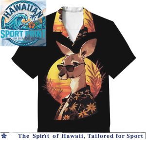 Kangaroo Summer Tropical Sunset Vacation Hawaiian Shirt