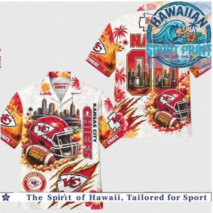 Kansas City Chiefs Football Team Mascot Skyline Aloha Hawaiian Shirt