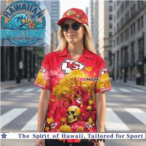 Kansas City Chiefs Golden Skull Brain Artistic Pattern Hawaiian Shirt