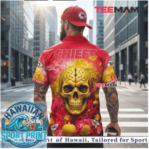 Kansas City Chiefs Golden Skull Brain Artistic Pattern Hawaiian Shirt