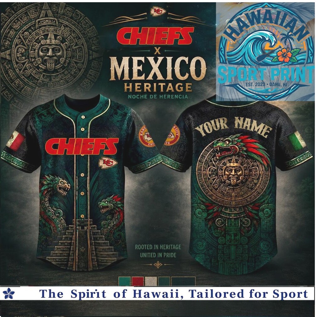 Kansas City Chiefs Mexico Heritage Aztec Snake Baseball Jersey Kansas City Chiefs Mexico Heritage Aztec Snake Baseball Jersey