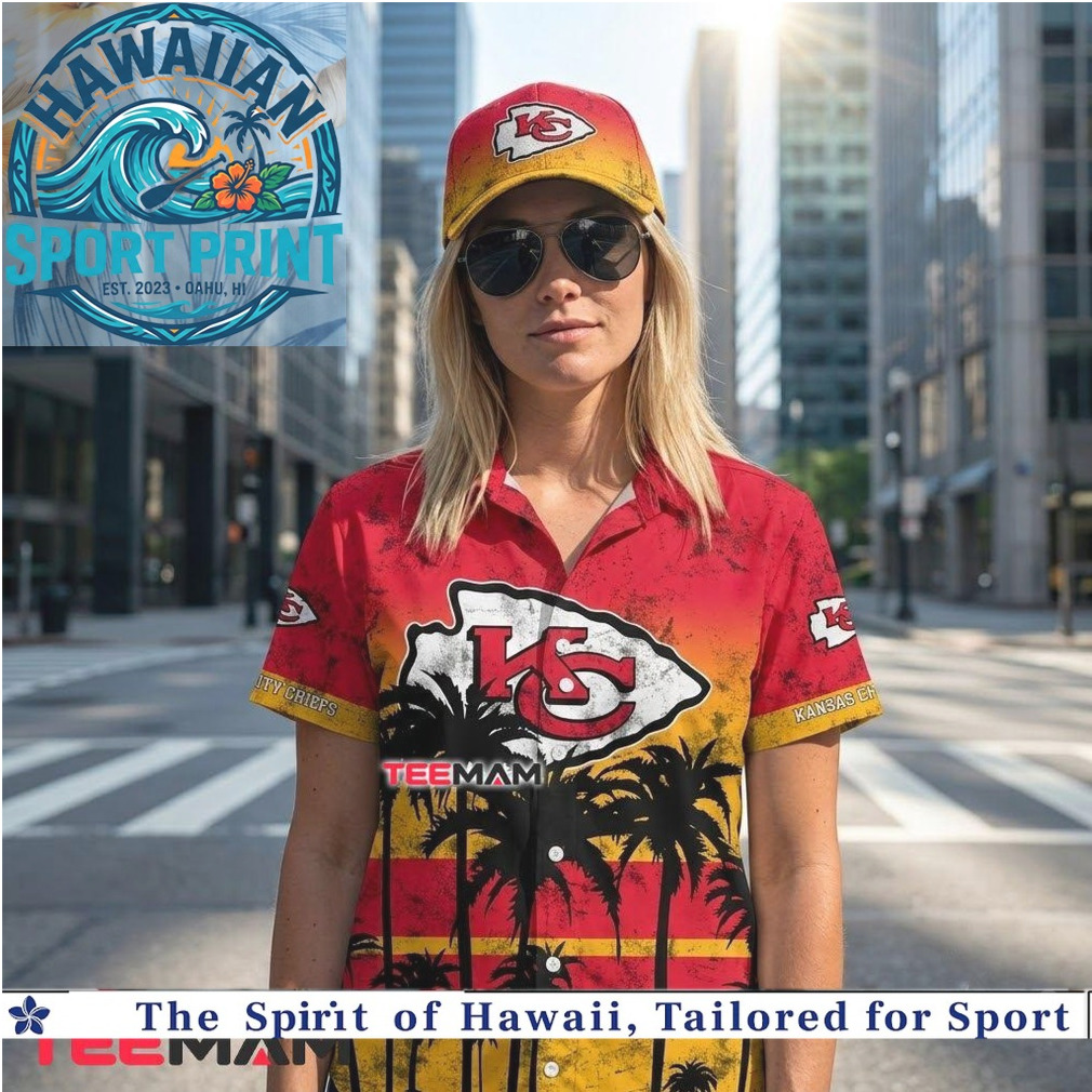 Kansas City Chiefs Sunset Palm Tree Beach Hawaiian Shirt Kansas City Chiefs Sunset Palm Tree Beach Hawaiian Shirt