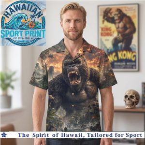 King Kong Monster Jungle Action Movie Hawaiian Beach Shirt