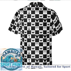 Kingdom Hearts Crown Symbols Checkered Pattern Gaming Hawaiian Shirt