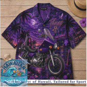 Prince Purple Rain Motorcycle Tropical Sunset Hawaiian Shirt