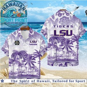 LSU Tigers Purple Tropical Palm Beach Hawaiian Shirt
