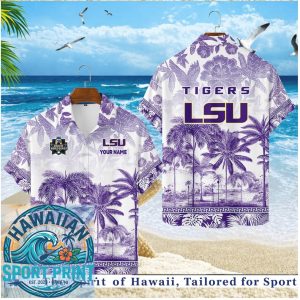 LSU Tigers Purple Tropical Palm Beach Hawaiian Shirt
