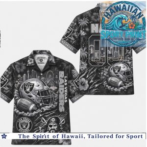 Las Vegas Raiders Football Team Mascot Skyline Aloha Hawaiian Shirt