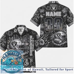 Las Vegas Raiders Football Team Mascot Skyline Aloha Hawaiian Shirt