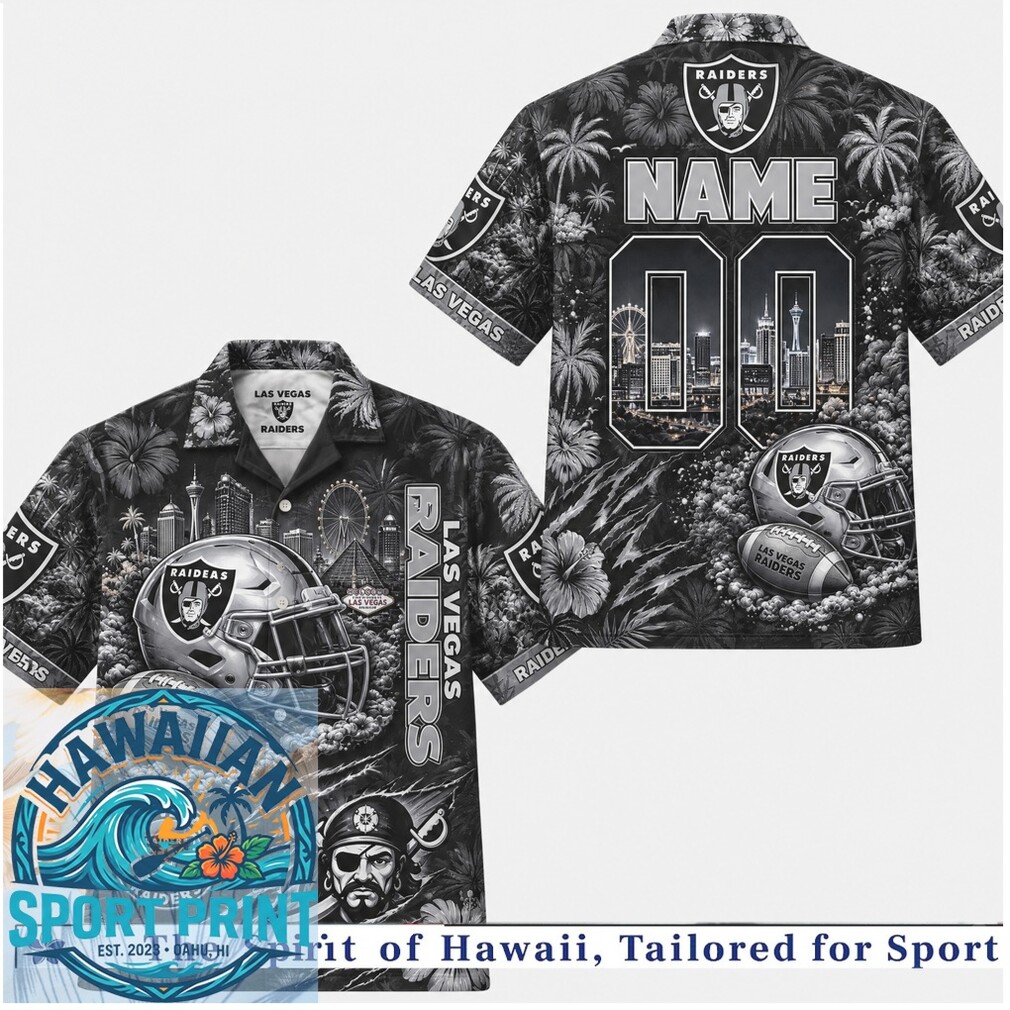 Las Vegas Raiders Football Team Mascot Skyline Aloha Hawaiian Shirt Las Vegas Raiders Football Team Mascot Skyline Aloha Hawaiian Shirt