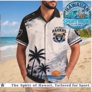Las Vegas Raiders NFL Palm Tree Sunset Hawaiian Shirt Beach Vacation Gift