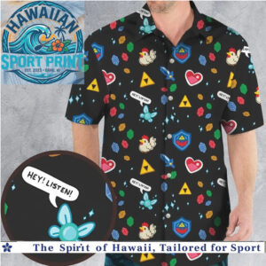 Legend Game Items Triforce Fairy Sword Aloha Hawaiian Shirt
