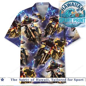 Lightning Motocross Dirt Bike Racing Tropical Summer Hawaiian Shirt