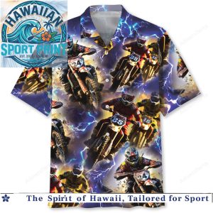 Lightning Motocross Dirt Bike Racing Tropical Summer Hawaiian Shirt