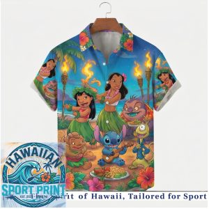 Lilo And Stitch Characters Tropical Luau Hawaiian Shirt
