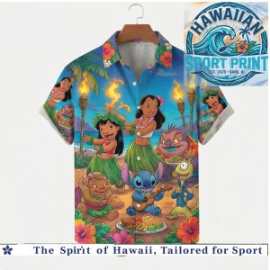 Lilo And Stitch Characters Tropical Luau Hawaiian Shirt