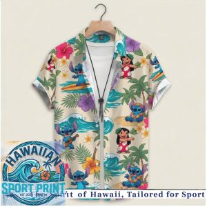 Lilo And Stitch Island Palm Trees Tropical Hawaiian Shirt
